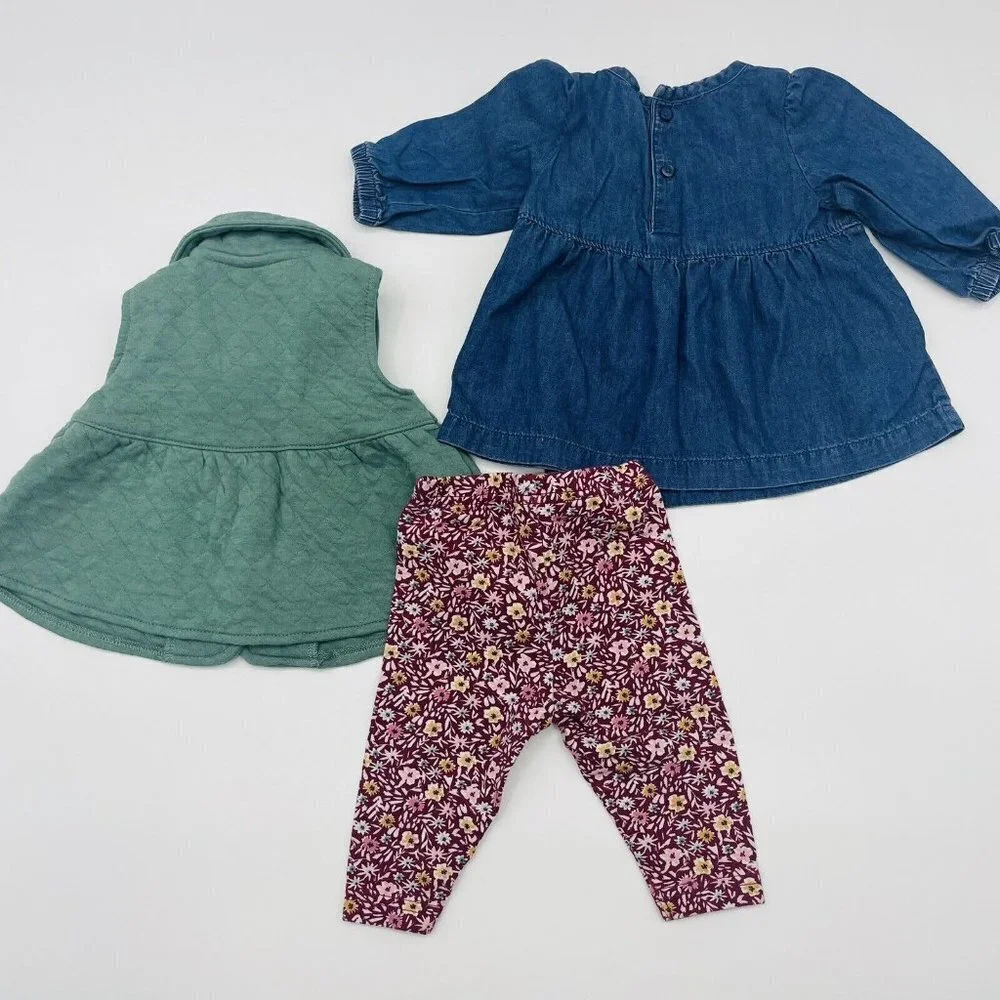 Carters Just One You Baby Girls 3 Months 3‎ Piece Pant Set with Vest Floral 1814